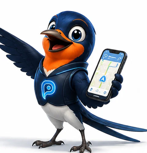 Zou, la mascotte POLVA, téléphone en main